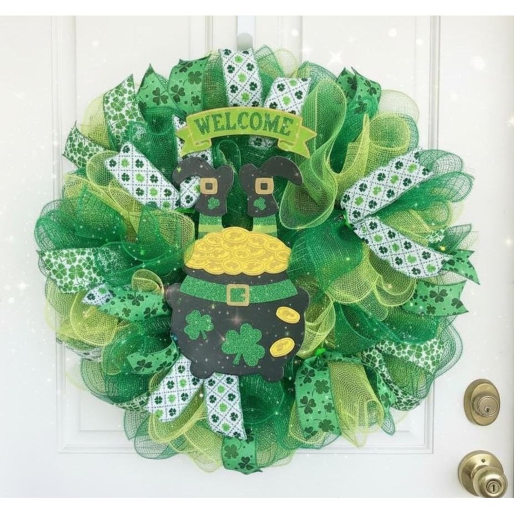 Handmade Mesh Saint Patrick's Day Wreath